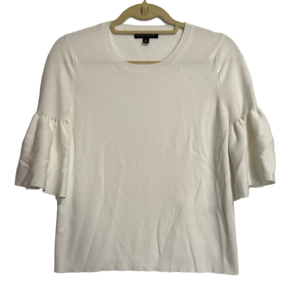 Banana Republic Cream Ruffle Sleeve Knit Top